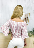 Trumpet Sleeve Tie-Front Blouse
