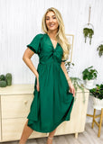 Twist Front Puff Sleeve Dress