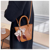 Solid Color Printed Bow Bag