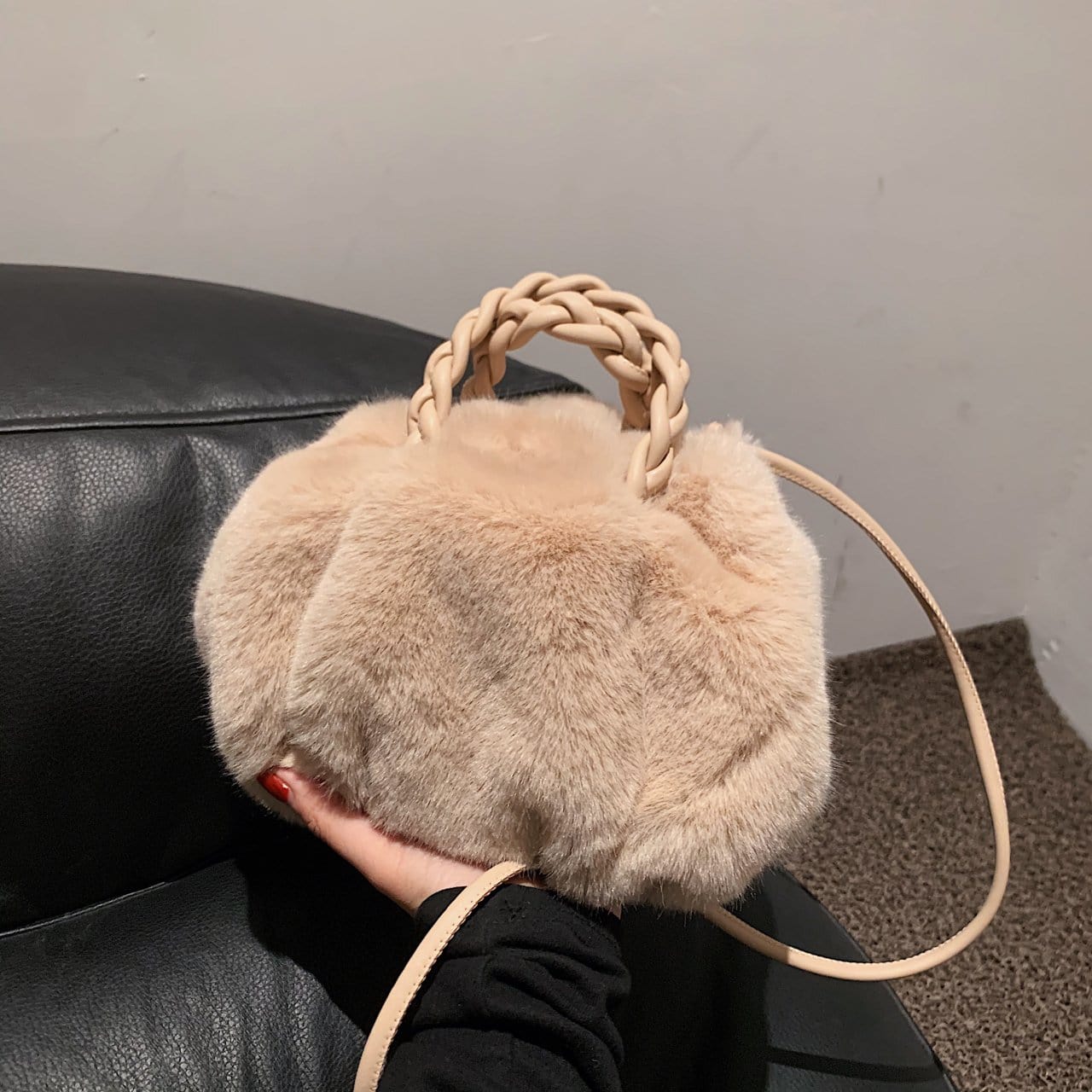Fluffy Braided Handle Bag