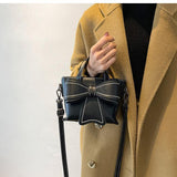 Contrast Stitching Giant Bow Bag