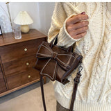 Contrast Stitching Giant Bow Bag