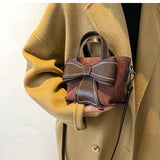 Contrast Stitching Giant Bow Bag