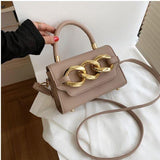 Gold Buckle Top Handle Bag