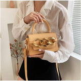 Gold Buckle Top Handle Bag