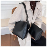 Solid Color Leather Shopper Bag