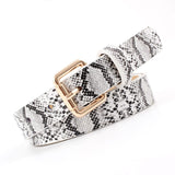 Faux Leather Croc Print Belt with Gold Square Buckle