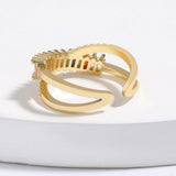 Colorful Rhinestone Crystals Criss Cross Gold Adjustable Ring