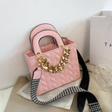 Quilted Handbag with Thick Gold Chains and Thick Straps
