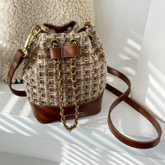 Bolso bandolera de tweed tejido con cordón ajustable