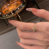 Eight Pointed Star Double Layered Gold Ring