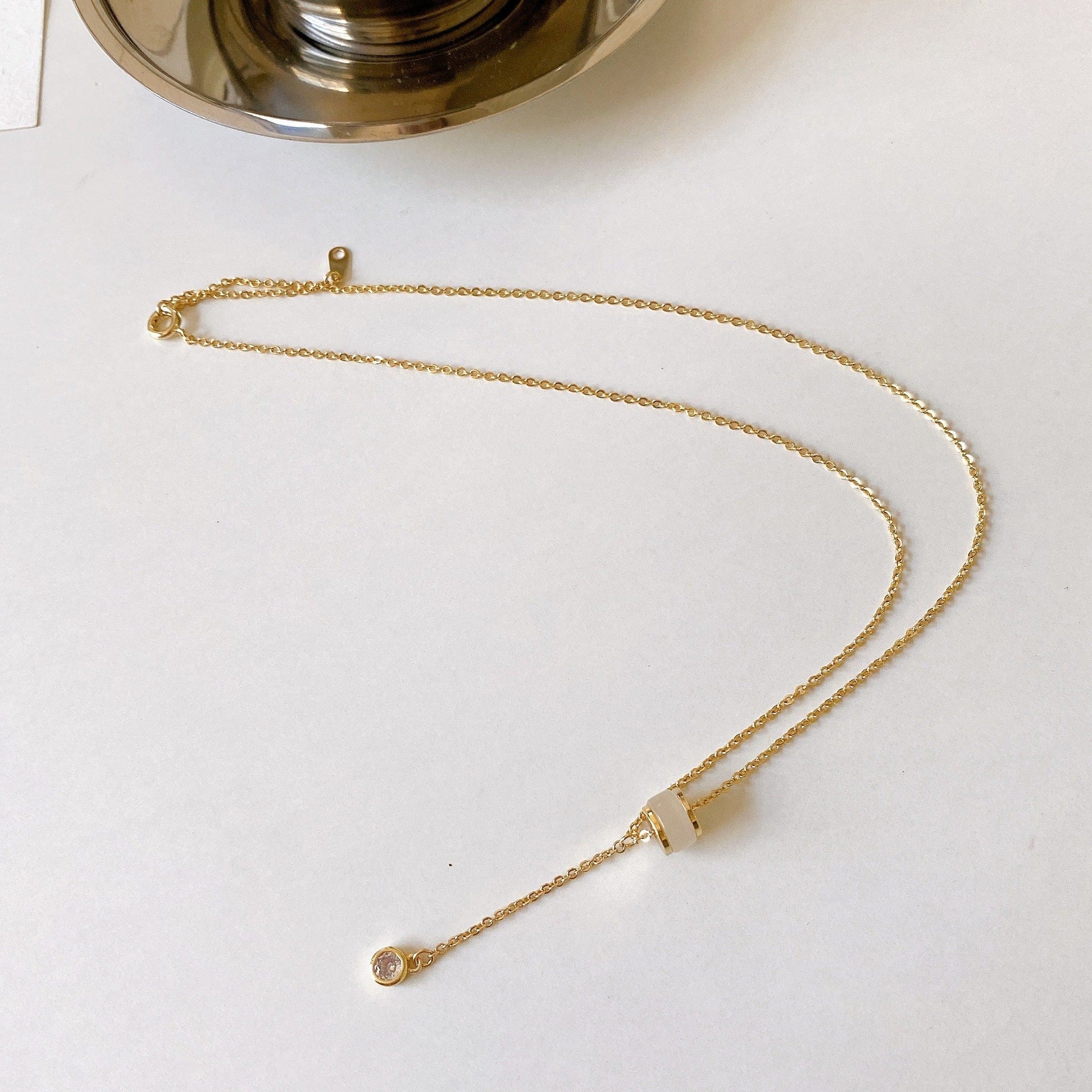 Gold Cat Eye Stone Pendant Necklace