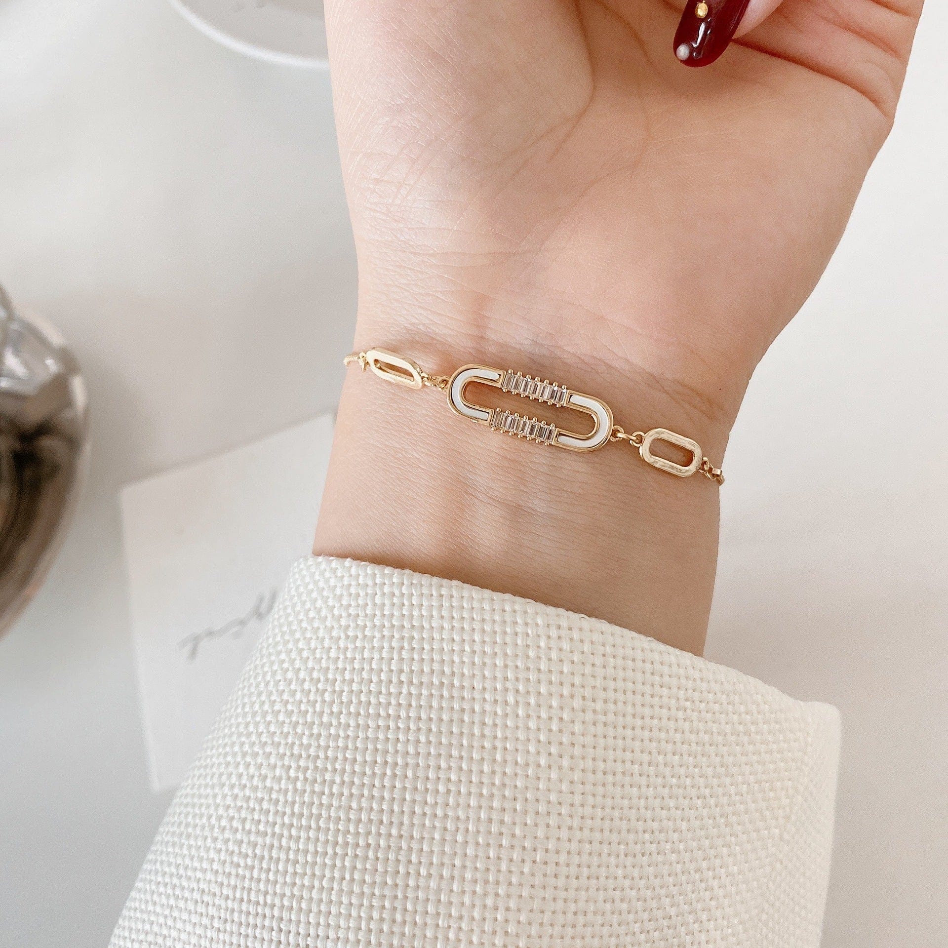 Gold U-Shaped Shell Bracelet