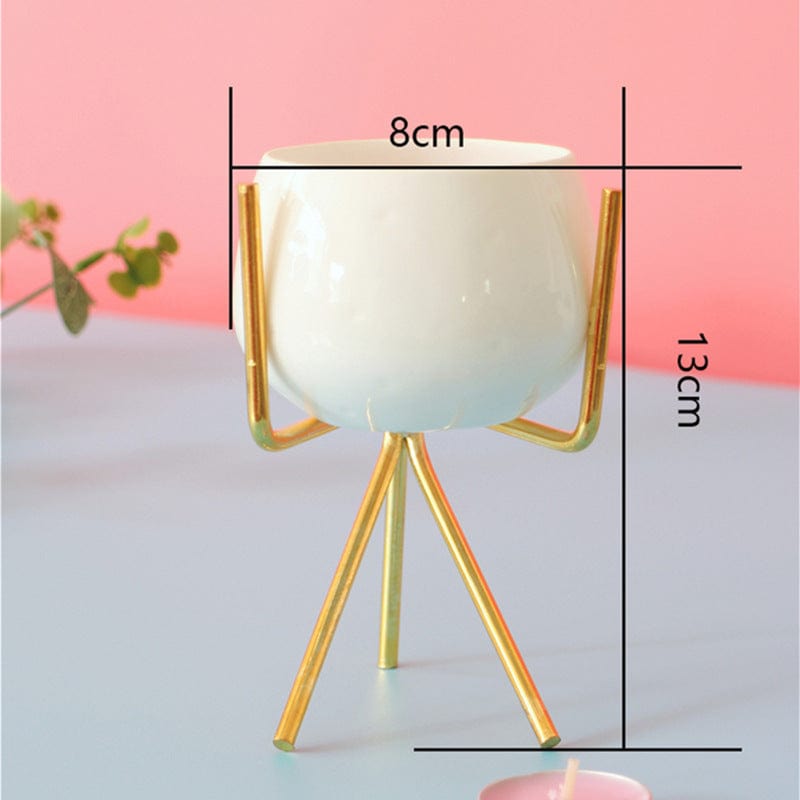 Trendy Ceramic Candle Holder with Gold Stand