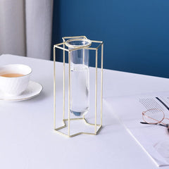 Iron Flower Vase with Glass Test Tube Design
