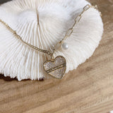 Heart Pendant Asymmetrical Bracelet with Pearl