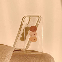Triple Brown Poodles Clear Phone Case