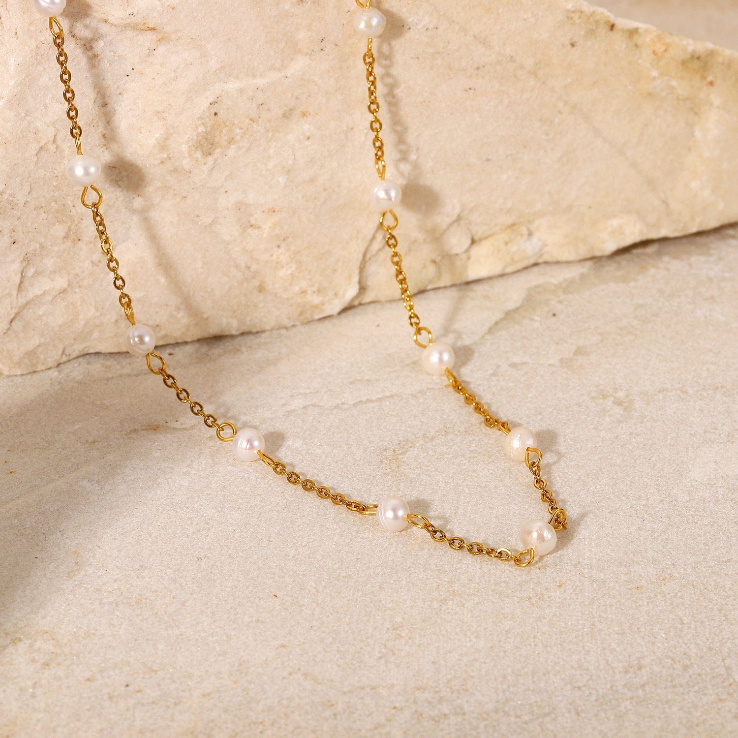 Gold Pearl Beaded Necklace