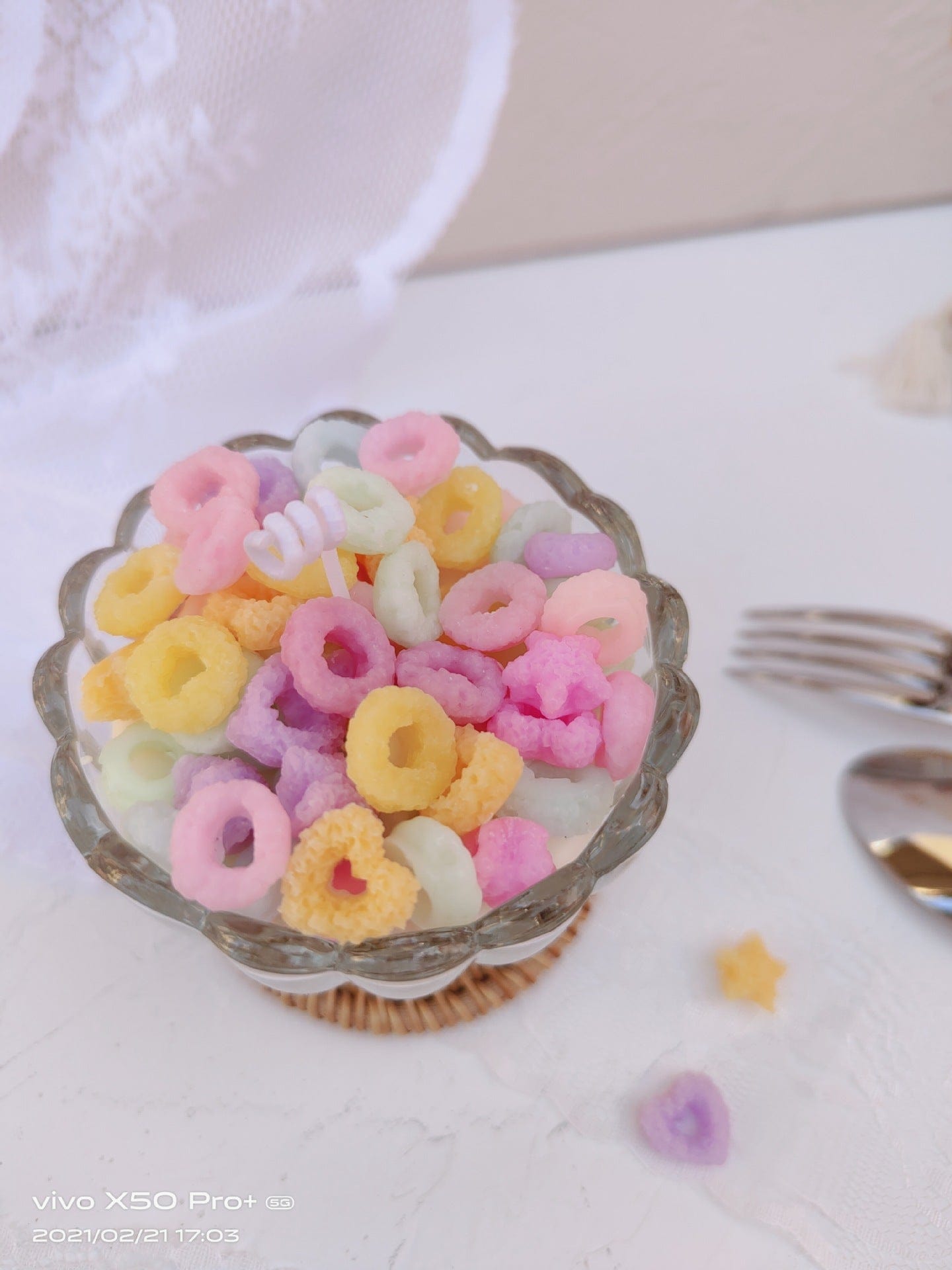 Fruit Loops Cereal Decorative Candle