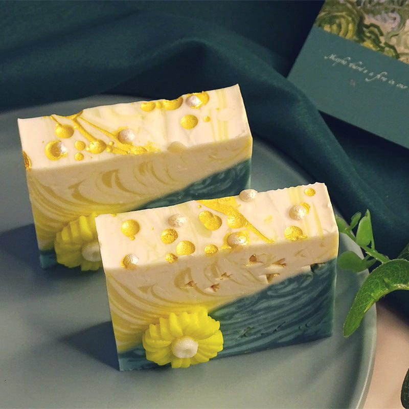 Daisy Flower Two Toned Cold Process Handmade Soap