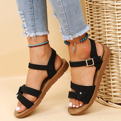 Sandalias de doble tira con flores