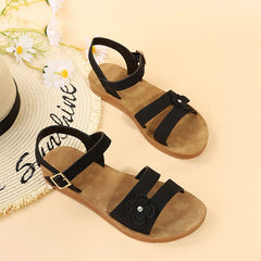 Sandalias de doble tira con flores