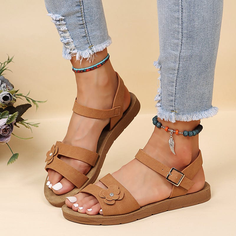 Flowery Double Straps Sandals