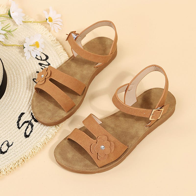 Flowery Double Straps Sandals