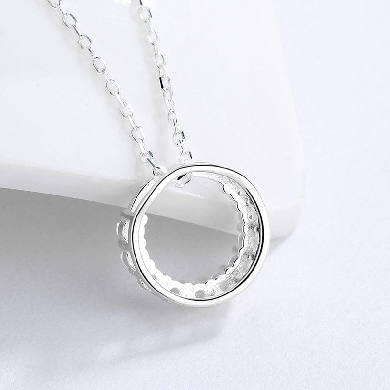Simple Crystal Circle 925 Sterling Silver Necklace