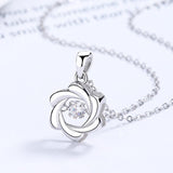 Six Pointed Star Spinning Crystal 925 Sterling Silver Necklace