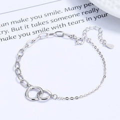 Pulsera de plata de ley 925 con círculos entrelazados