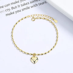 Pulsera de plata de ley 925 con colgante de corazón