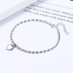 Pulsera de plata de ley 925 con colgante de corazón