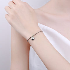 Pulsera de plata de ley 925 con colgante de corazón