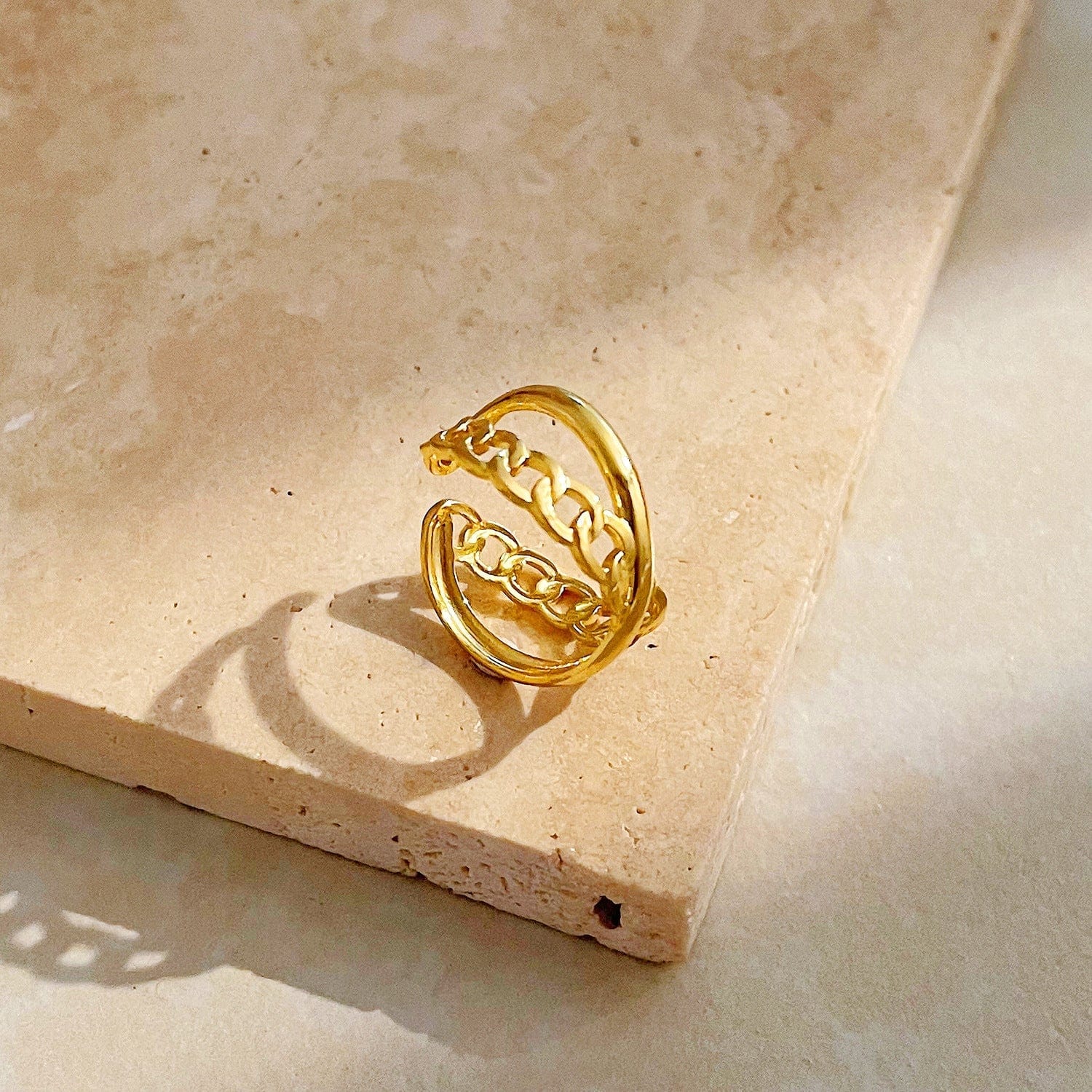 Crossing Chain 18K Gold-Plated Ring