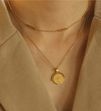 Greek Embossed Gold Coin Necklace