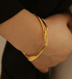 Irregular Gold Open Bangle Bracelet