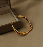 Irregular Gold Open Bangle Bracelet