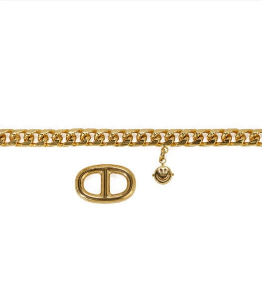 Gold Chain Happy Face Charm Bracelet