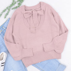 Love Tie Puffed Sleeve Sweater