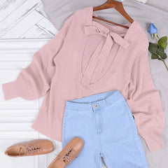 Love Tie Puffed Sleeve Sweater