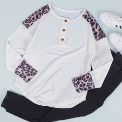 Contrast Leopard Print Detail Top