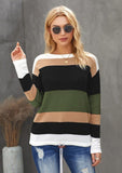 Color Block Striped Fall Sweater