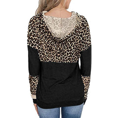 Kapuzenpullover mit Farbblock-Leopardenmuster