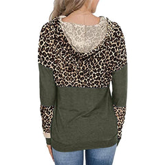 Kapuzenpullover mit Farbblock-Leopardenmuster