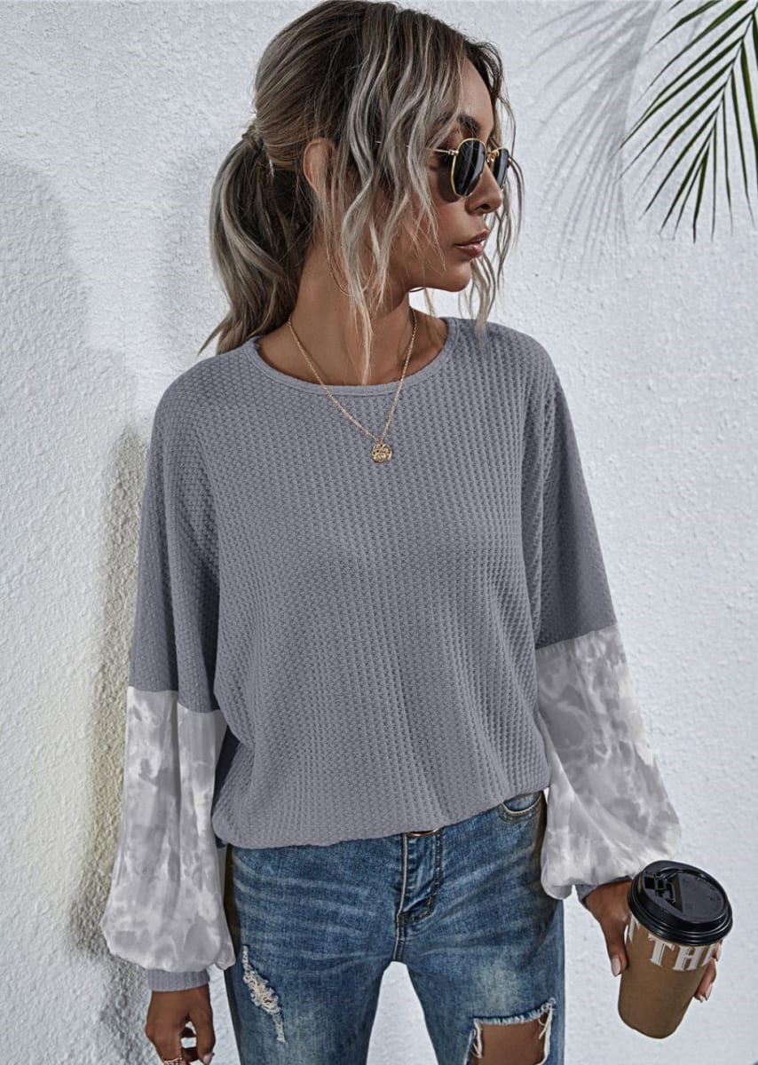 Two Tone Sleeve Knit Sweater