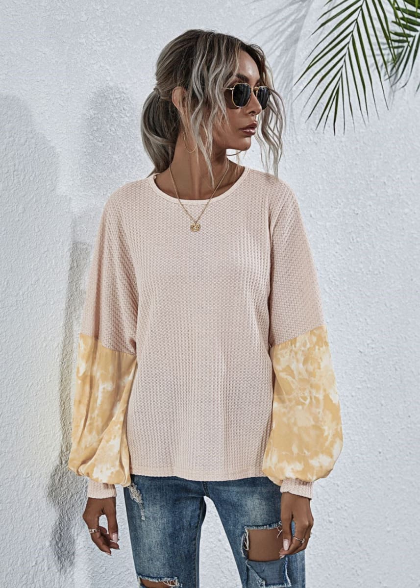 Two Tone Sleeve Knit Sweater