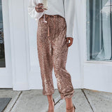 Full Sequin Drawstring Sweatpants