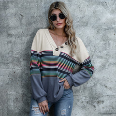 Rainbow Striped Color Block Sweater