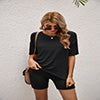 Solid Color Tee and Biker Shorts Set